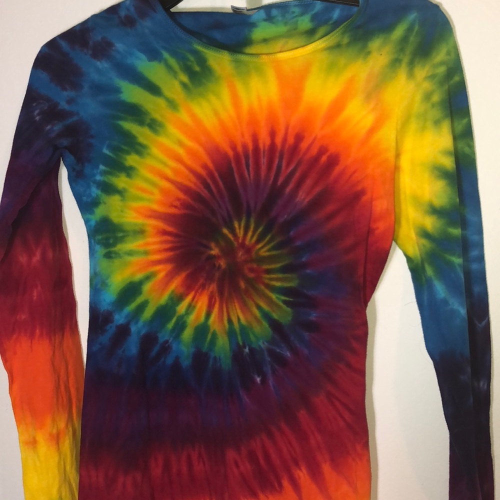 A rainbow tide dye shirt